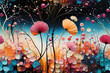 Hintergrund Blumen im abstrakten modernen Illustrations Stil - Bunte Mohnblumen