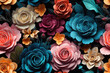 canvas print picture - Nahtlos wiederholendes Muster - Textur von plastischen bunten Rosen