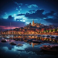 Wall Mural - amazing photo of Cannes France city at night