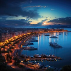 Wall Mural - amazing photo of Cannes France sunset over the river