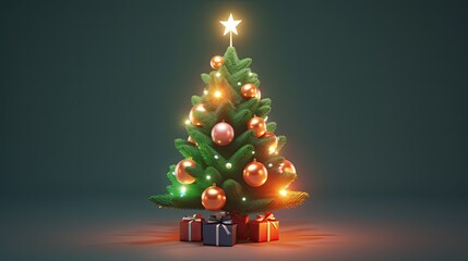 Poster - christmas tree with candles and decorations christmas wallpaper background