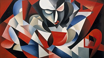 Wall Mural - red and blue background cubism art