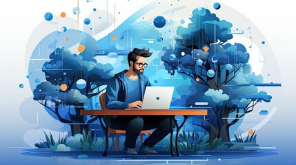 illustration of people working in office website design or redesign banner landing page advertiverti