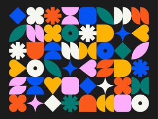 Wall Mural - trendy colorful geometric pattern. neo geo pattern influenced by bauhaus.