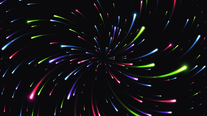 Wall Mural - neon radial lines. swirl background. vector light effect