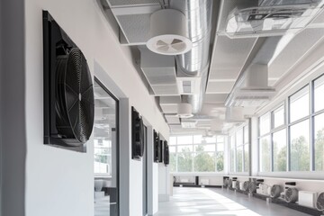 Canvas Print - ventilation system with filters and fans, providing clean and fresh air in the office, created with generative ai