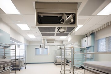 Canvas Print - ventilation and exhaust system with fan, temperature sensor, and humidity sensor installed in operating room, created with generative ai