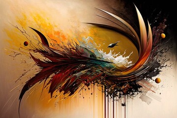 Poster - abstract painting, showcasing the artist's unique and imaginative style, created with generative ai