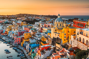 Wall Mural - Procida, Italy old town skyline in the Mediterranean Sea