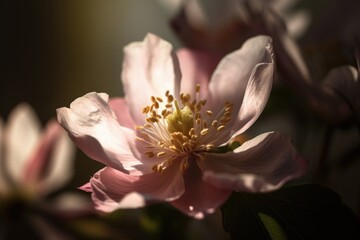 Poster - close-up of delicate petals, with sunlight streaming through, created with generative ai