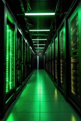 Sticker - row of server racks in a modern data center, created with generative ai