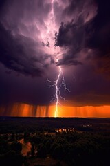 Wall Mural - lightning illuminating a dramatic stormy sky, created with generative ai