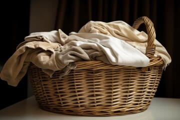 Canvas Print - basket of freshly-washed clothes, ready to be taken inside, created with generative ai