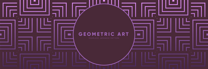Wall Mural - Bold Menswear Seamless Geometric Pattern in Traditional Asian Style - Aesthetic Vintage Maze Design with Solid and Linear Vector Motif.