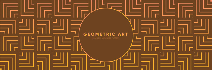 Wall Mural - Premium Oriental Seamless Asian Background Pattern with Geometric Square Maze Motifs.