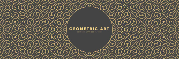 Wall Mural - Antique Aesthetic Seamless Pattern: Bold Geometric Design Inspired by Oriental Traditions. Menswear Motif with Solid Colors, Perfect for Vintage Retro Decor, Fabric and Print. Abstract Circle Elements