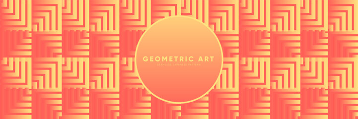 Wall Mural - Stylish Seamless Geometric Pattern. Modern Abstract Oriental Art with Maze Square Motif. Festive, Trendy Vector Background.