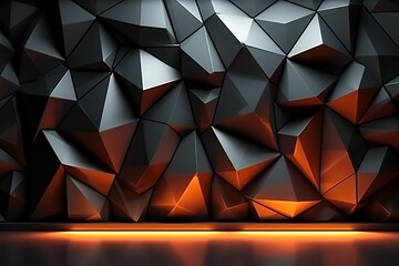 an illustration of a beautiful 3d background with a textured wall of voluminous golden-brown triangl