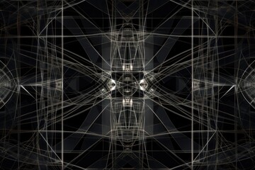 Sticker - abstract grid of lines and shapes, each component possessing its own unique symmetry, created with generative ai