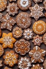 Wall Mural - gingerbread cookies arranged in a festive pattern, created with generative ai