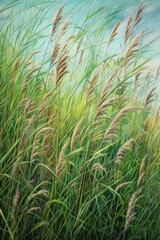 Sticker - wind gently swaying tall grass in meadow, created with generative ai