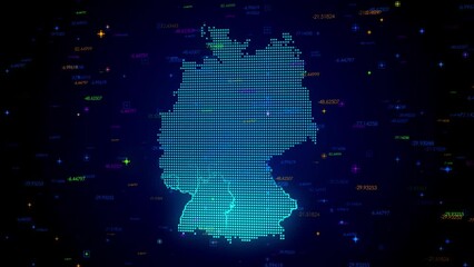 Wall Mural - futuristic motion view blue colorful shiny digital technology hud dots mosaic grid germany map light