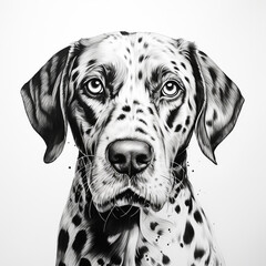 Canvas Print - black and white sketch illustration of a dog's head