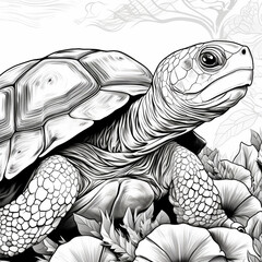 Canvas Print - black and white sketch illustration of a turtle