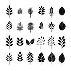 Sticker - Branches of simplicity: exploring the elegance of black and white plant leafs