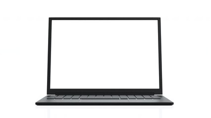 laptop computer notebook turn around and open to show blank screen display, application website prom