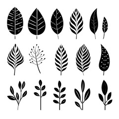 Wall Mural - Serene sketches: capturing the grace of monochromatic plant leafs