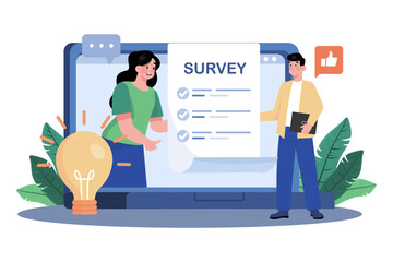 Wall Mural - Respondents provide insights in online survey responses.