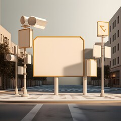Wall Mural - Road crosswalks with visible signposts