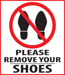 Canvas Print - Please remove your shoes notice vector eps