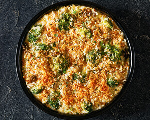 Wall Mural - tasty Chicken Broccoli mushroom Casserole on dish