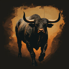 Wall Mural - black silhouette illustration of a bull