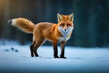 Red Fox In Snow Generative In Ai Technology