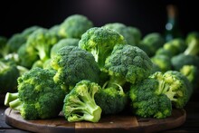 Healthy Green Organic Raw Broccoli Florets. Generative AI