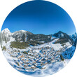 Der Wintersportort Berwang im Tiroler Außerfern - Little Planet-Ansicht, freigestellt