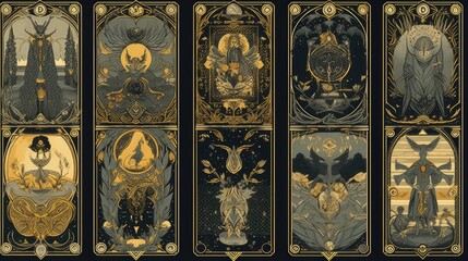 A collection of beautifully illustrated tarot cards