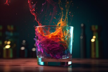 Poster - Beaker colored liquid. Generate Ai