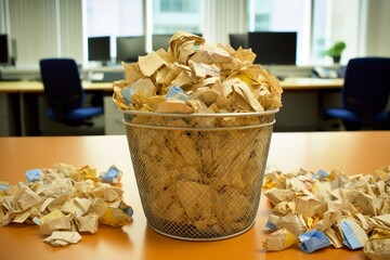 Poster - Wastepaper basket office. Generate Ai