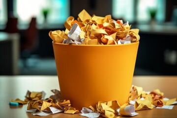 Poster - Wastepaper basket office papers. Generate Ai
