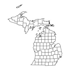 Canvas Print - Michigan state map with counties. Vector illustration.