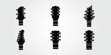 Set Of Headstock Guitar Logo, Or Bundle Of Tuner Bass Symbol Vector Design