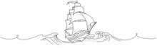 Sail Boat Line Art Vector Illustration