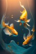 Three goldfish swimming in the sea in a vertical AI illustration