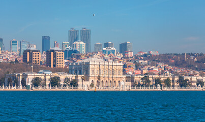 Wall Mural - The Dolmabahce Palace view from the Bosphorus - Istanbul, Turkey