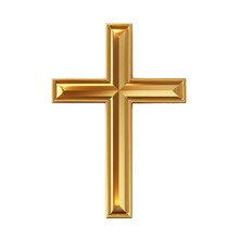 Golden Cross Isolated On White Background