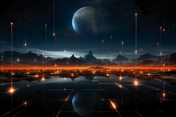 Poster - Digital universe fields background. 8k resolution